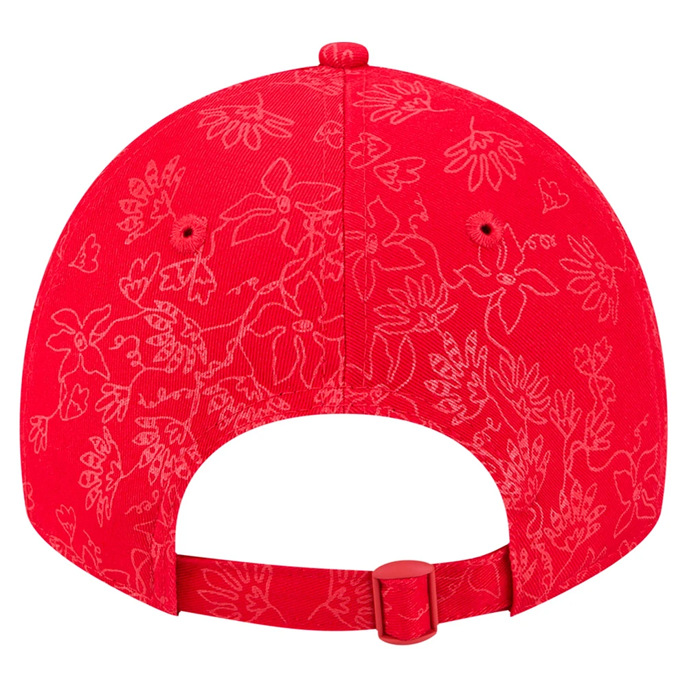 Casquette ajustable Washington Nationals 9TWENTY à motif floral ton sur ton pour femme New Era rouge