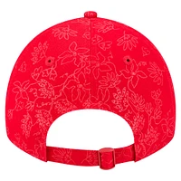 Casquette ajustable Washington Nationals 9TWENTY à motif floral ton sur ton pour femme New Era rouge