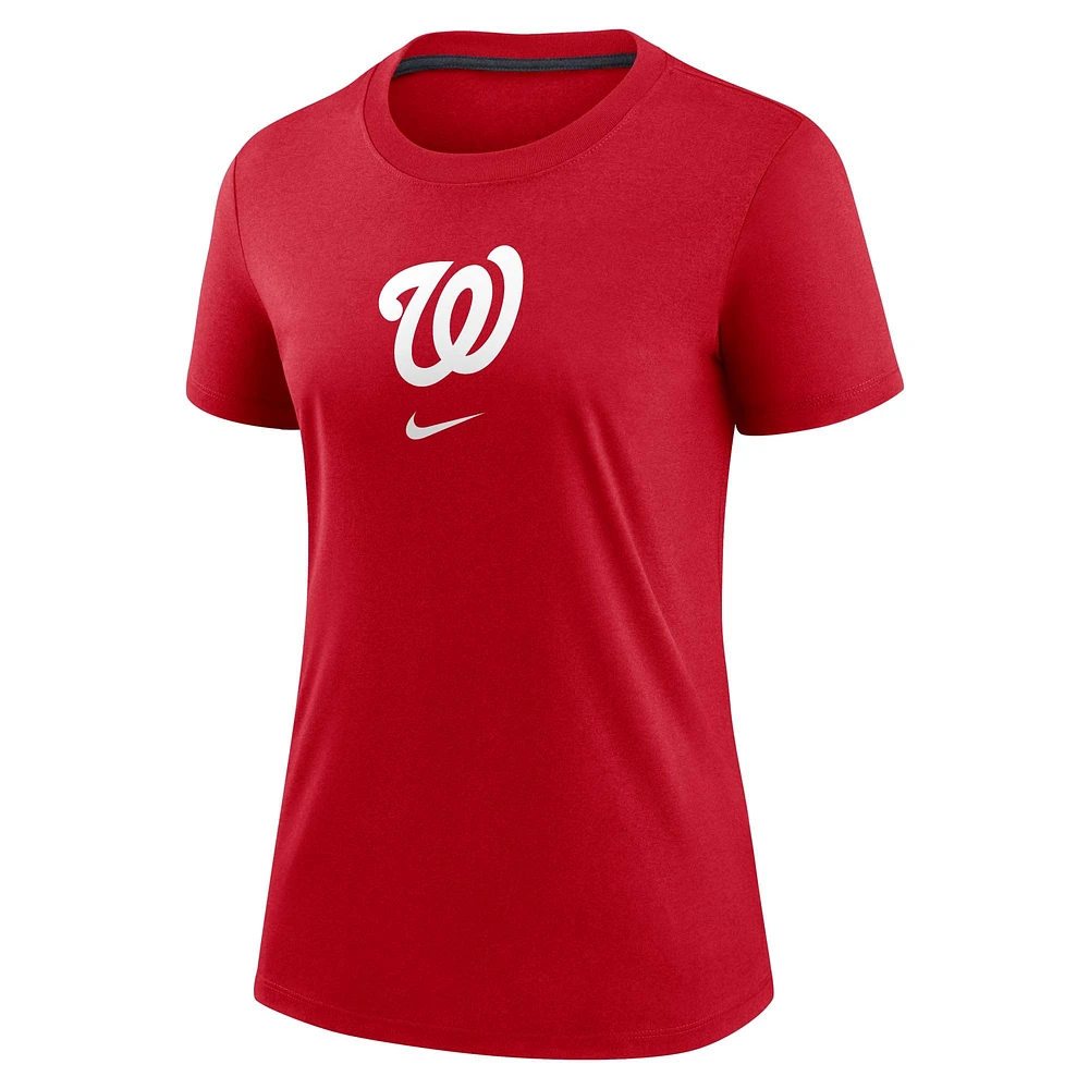 Women's Nike Red Washington Nationals Authentic Collection Early Work Tri-Blend T-Shirt