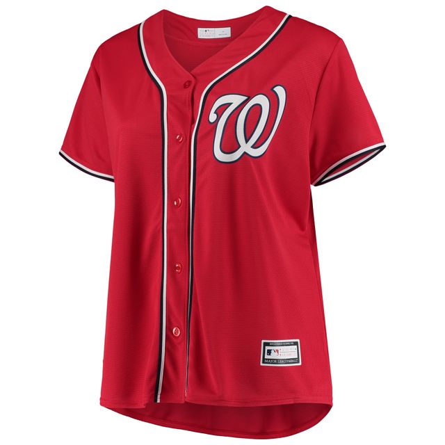 Maillot rouge de l'équipe réplique alternative grande taille des Nationals Washington pour femmes