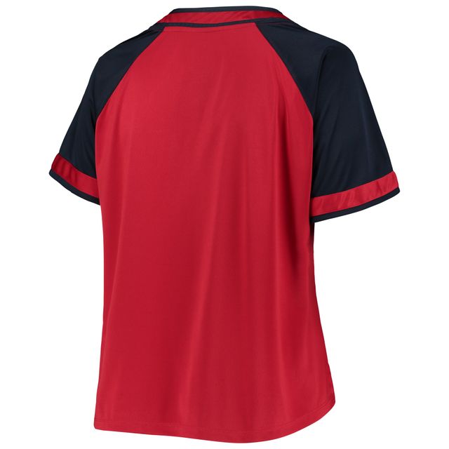 T-shirt raglan rouge grande taille des Nationals de Washington pour femmes
