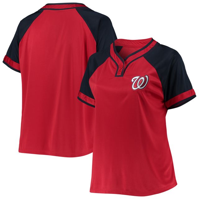 T-shirt raglan rouge grande taille des Nationals de Washington pour femmes