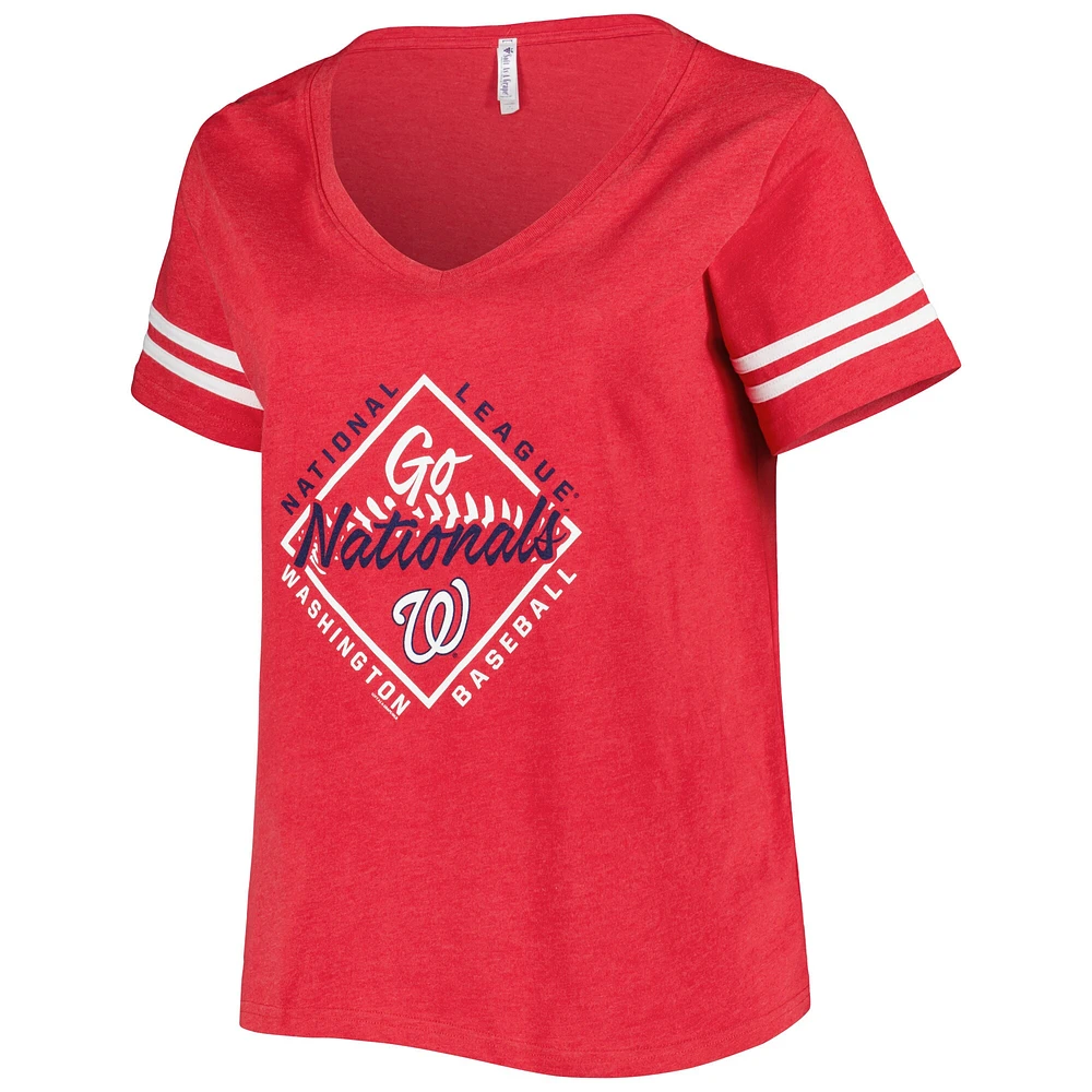 Women's Soft as a Grape Red Washington Nationals Plus V-Neck Jersey T-Shirt