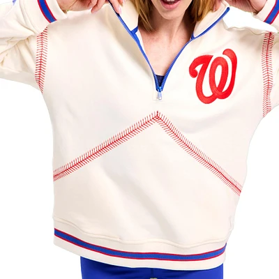 Veste classique à quart de zip Terez pour femmes, crème, Washington Nationals, Baseball Stitch