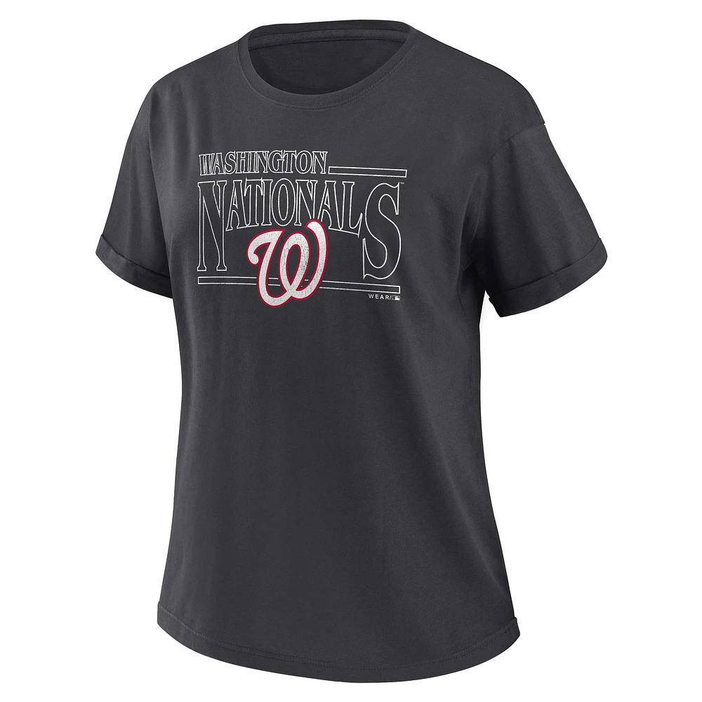 Women's WEAR by Erin Andrews  Charcoal Washington Nationals Oversized Boyfriend T-Shirt