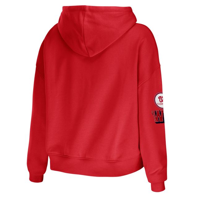 WEAR by Erin Andrews Sweat à capuche court avec patchs modestes des Washington Nationals pour femmes, rouge