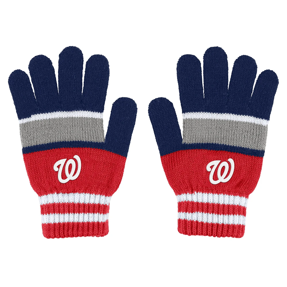Women's WEAR by Erin Andrews Washington Nationals Stripe Glove & Scarf Set