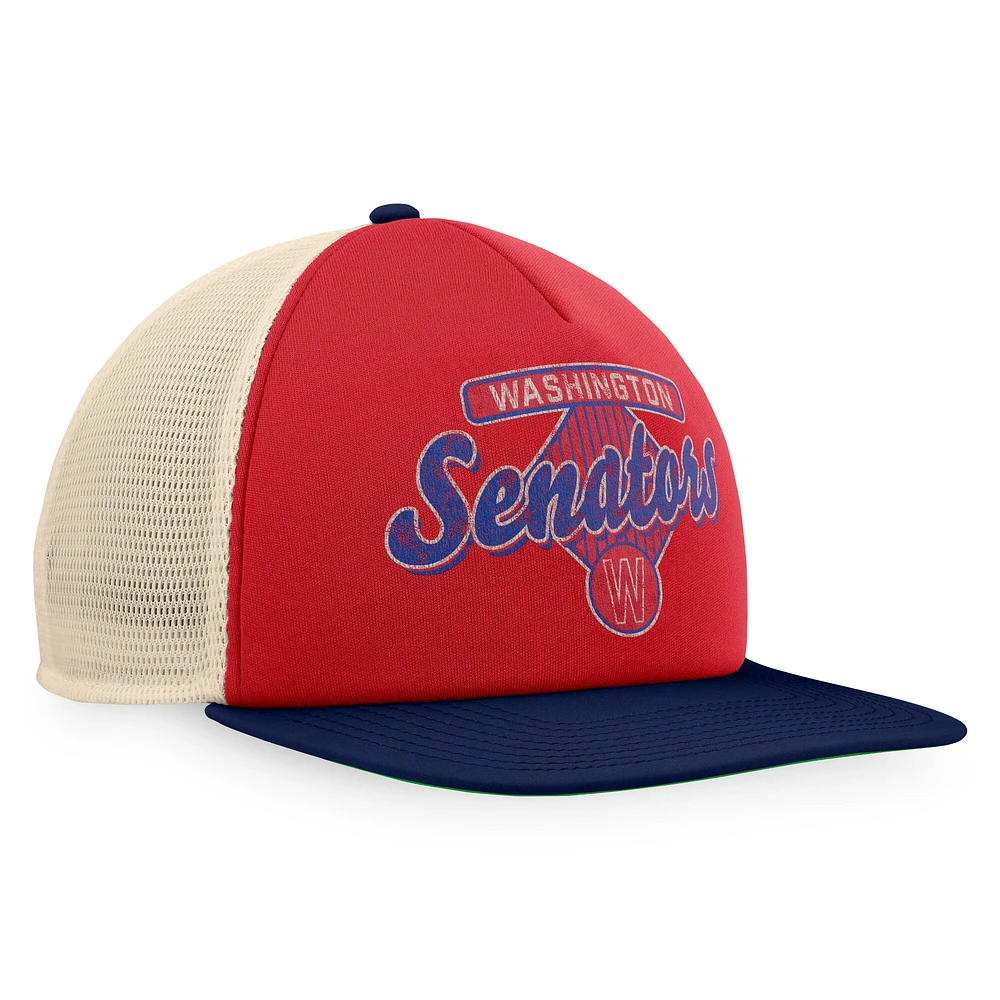 Men's Fanatics Red/Navy Washington Senators Cooperstown Collection Talley Foam Trucker Snapback Hat