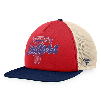 Men's Fanatics Red/Navy Washington Senators Cooperstown Collection Talley Foam Trucker Snapback Hat