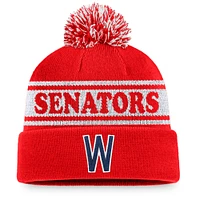 Men's Fanatics Red/White Washington Senators Sport Resort Cuffed Knit Hat with Pom