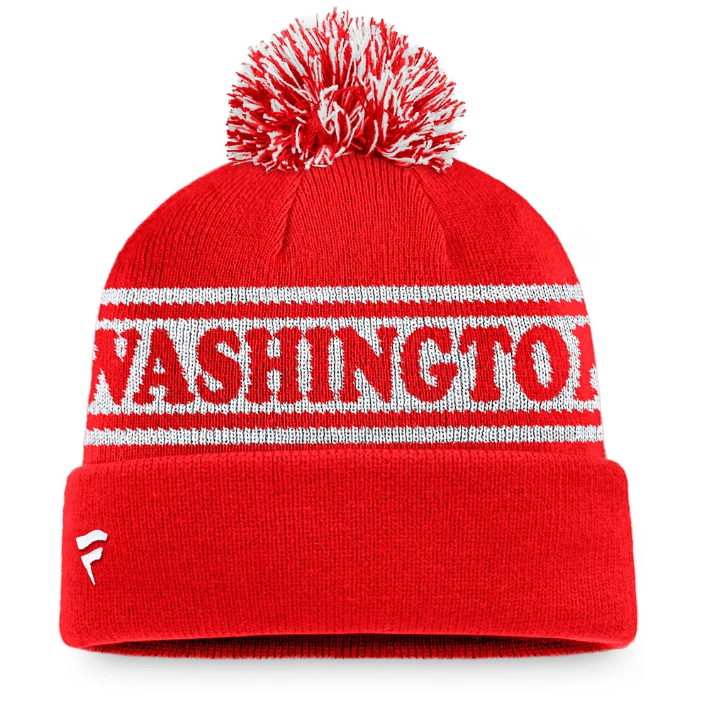 Men's Fanatics Red/White Washington Senators Sport Resort Cuffed Knit Hat with Pom