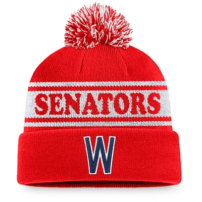 Men's Fanatics Red/White Washington Senators Sport Resort Cuffed Knit Hat with Pom