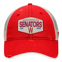 Casquette réglable de camionneur avec patch de la collection Cooperstown des Sénateurs de Washington Fanatics rouges pour hommes