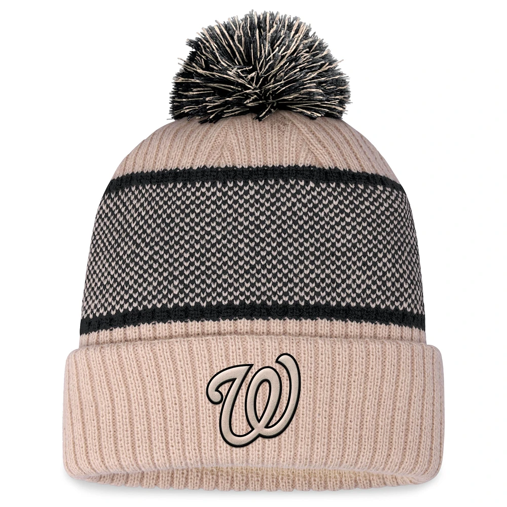 Women's Fanatics Natural/Black Washington Senators Cuffed Knit Hat with Pom