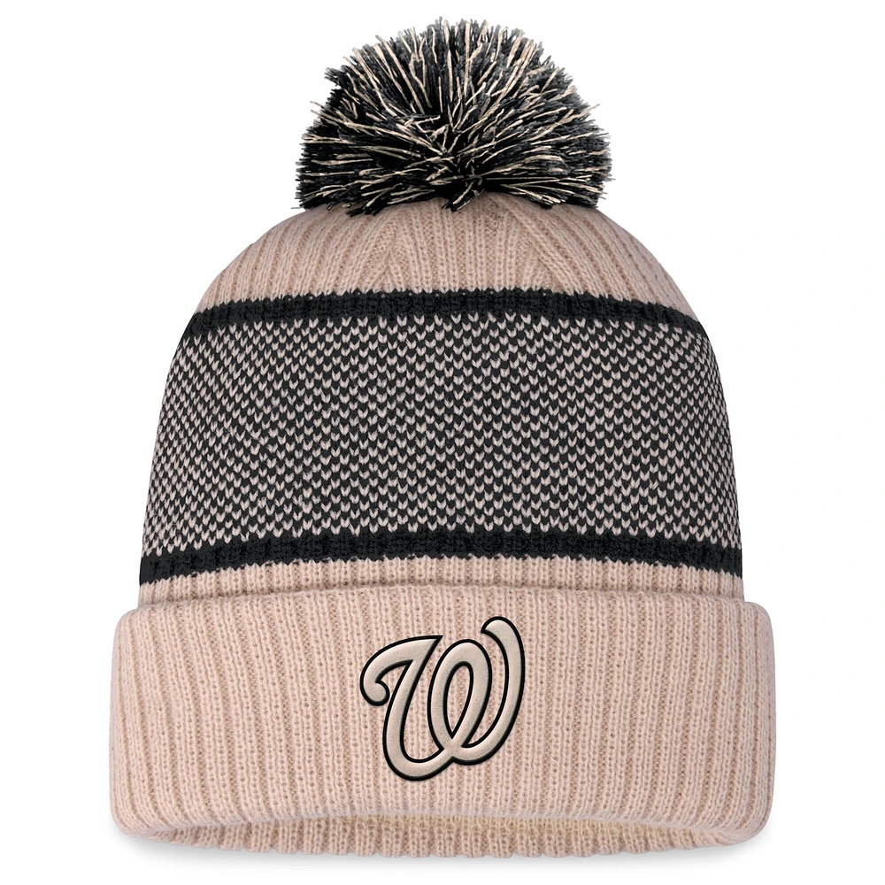 Women's Fanatics Natural/Black Washington Senators Cuffed Knit Hat with Pom