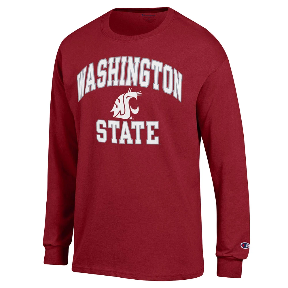 Men's Champion Crimson Washington State Cougars High Motor Long Sleeve T-Shirt