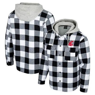 Veste à capuche entièrement zippée carreaux Buffalo Colosseum pour homme, noir/blanc, Washington State Cougars