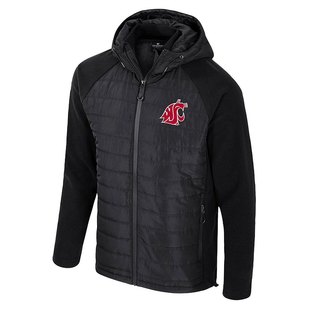 Men's Colosseum  Black Washington State Cougars Block The Sun Full-Zip Hooded Jacket