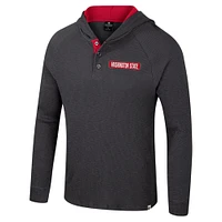 Men's Colosseum  Charcoal Washington State Cougars Dujour Ralgan Long Sleeve Henley Hoodie T-Shirt