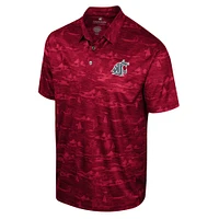 Men's Colosseum Crimson Washington State Cougars Daly Print Polo