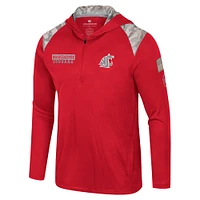 Men's Colosseum Crimson Washington State Cougars OHT Military Appreciation Quarter-Zip Hoodie Jacket