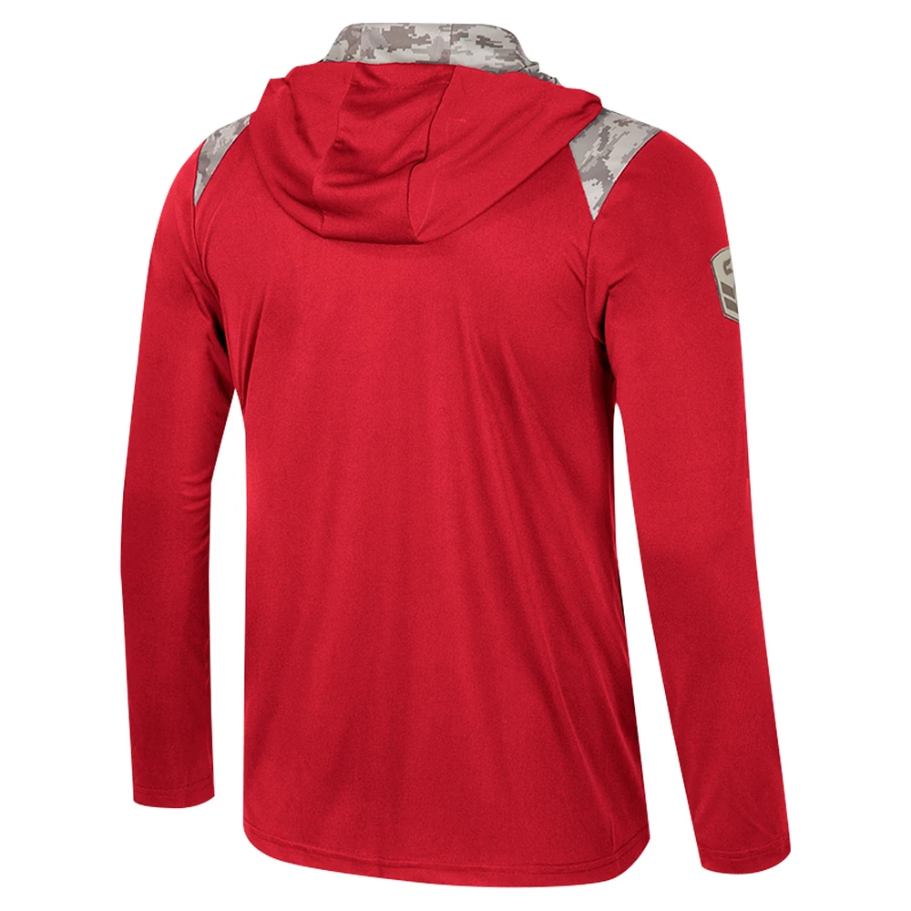 Men's Colosseum Crimson Washington State Cougars OHT Military Appreciation Quarter-Zip Hoodie Jacket