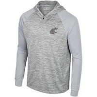 Men's Colosseum Gray Washington State Cougars Cybernetic Raglan Quarter-Zip Hooded Top