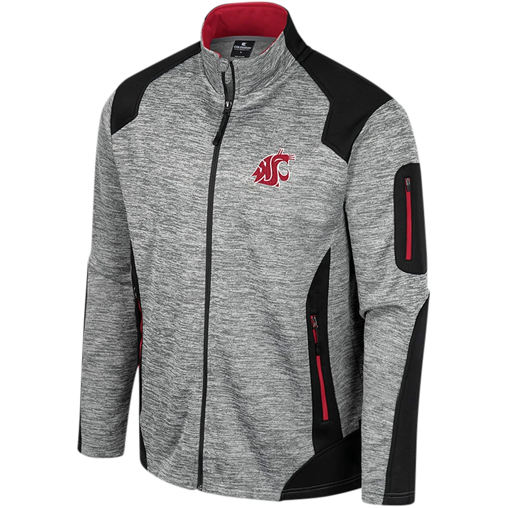 Men's Colosseum Gray Washington State Cougars Silberman Color Block Full-Zip Jacket