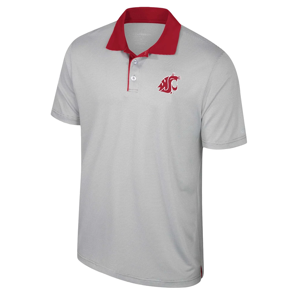 Men's Colosseum Gray Washington State Cougars Tuck Striped Polo