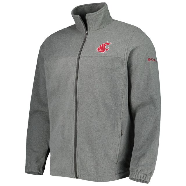 Columbia Charcoal Washington State Cougars Flanker III Fleece Team Veste à glissière pleine longueur pour homme