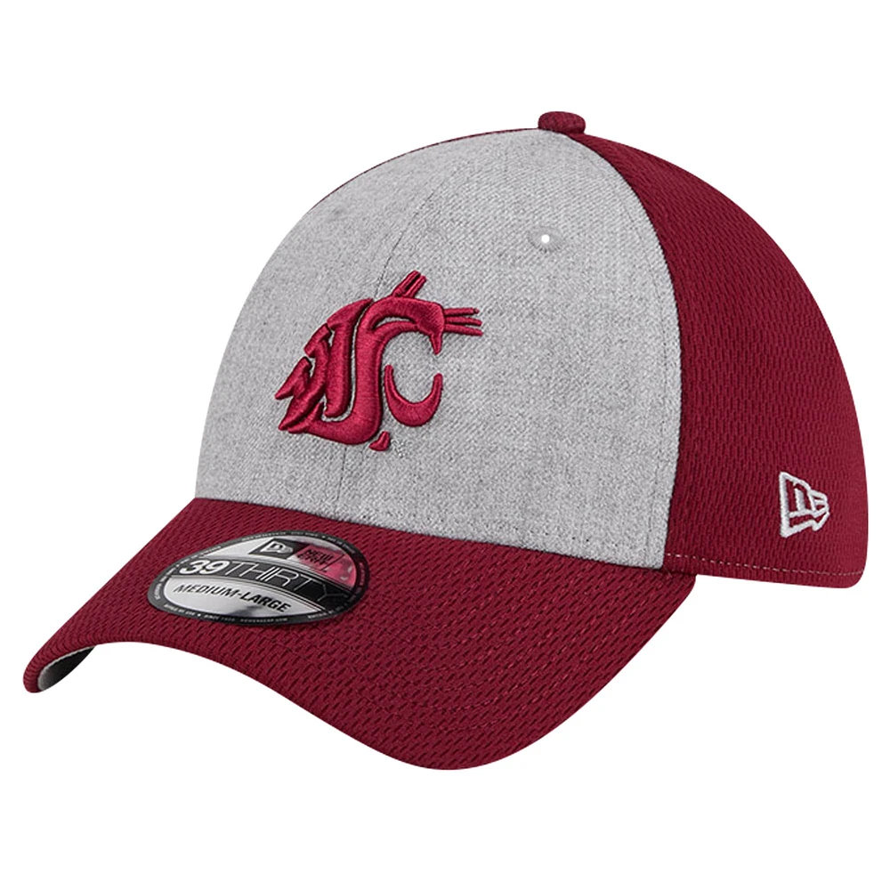 Casquette flexible bicolore 39THIRTY New Era pour hommes, gris chiné/cramoisi, Washington State Cougars