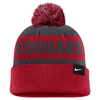 Bonnet en tricot à revers et pompon Nike pour homme, couleur anthracite/cramoisi, Washington State Cougars Peak Stripe