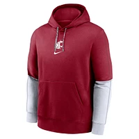 Men's Nike Crimson Washington State Cougars 2024 Sideline Club Fleece Pullover Hoodie