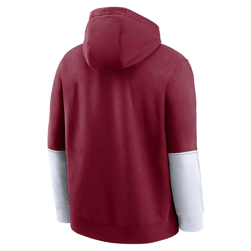 Men's Nike Crimson Washington State Cougars 2024 Sideline Club Fleece Pullover Hoodie