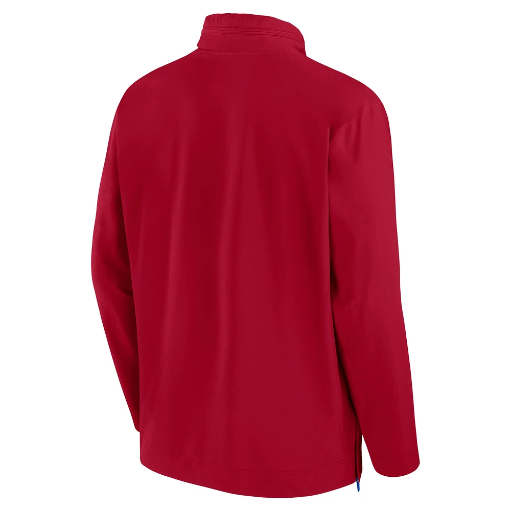 Men's Nike Crimson Washington State Cougars 2024 Sideline Coach Quarter-Zip Hoodie Jacket