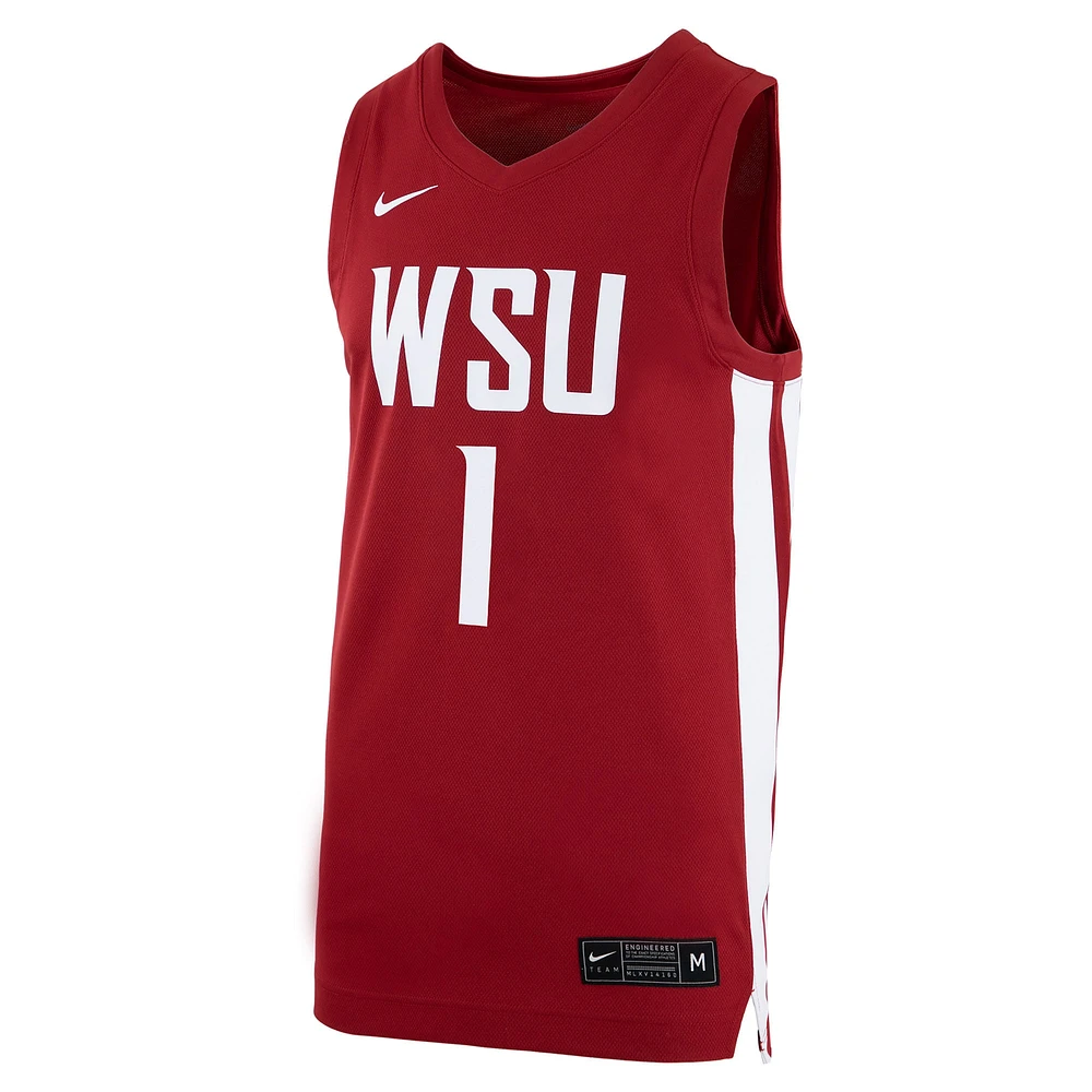 Maillot de basket-ball Nike #1 pour homme, réplique du logo des Cougars l'État Washington, cramoisi