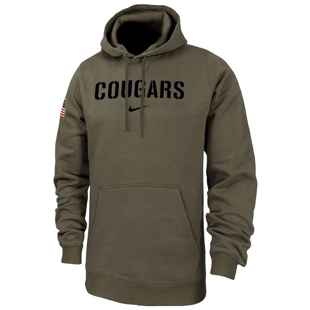 Men's Nike  Olive Washington State Cougars Military Pack Club Fleece Pullover Hoodie