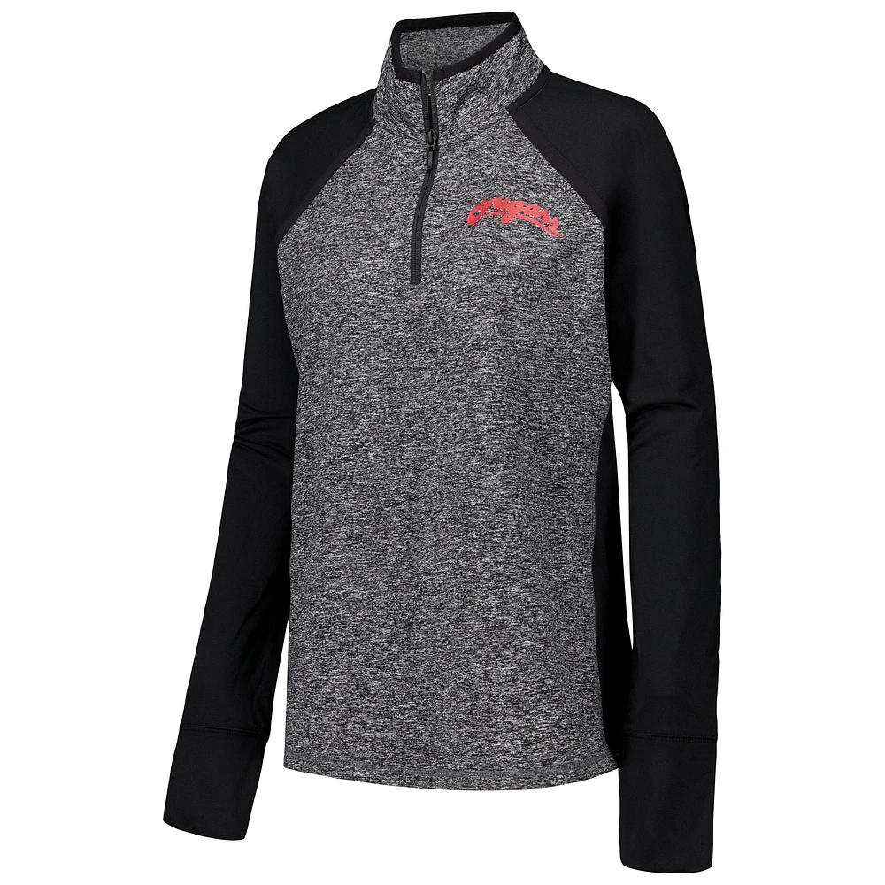 Women's Black/Heather Gray Washington State Cougars Finalist Raglan Quarter-Zip Jacket
