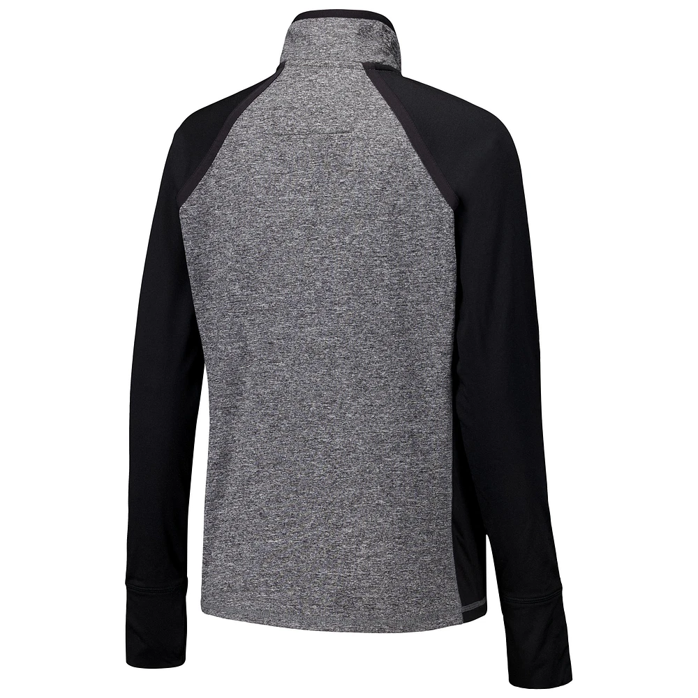 Women's Black/Heather Gray Washington State Cougars Finalist Raglan Quarter-Zip Jacket