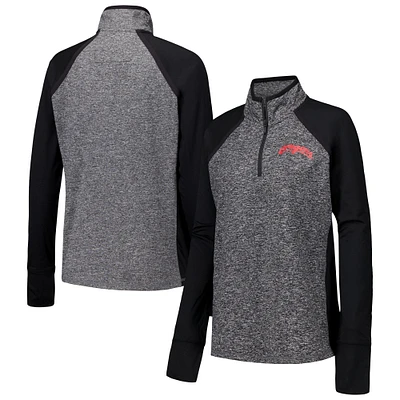 Veste à glissière quart de tour raglan pour femme Washington State Cougars Finalist noire/gris chiné