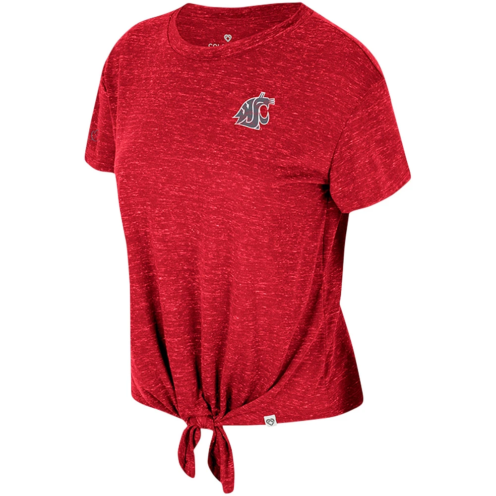 Women's Colosseum Crimson Washington State Cougars Finalists Tie-Front T-Shirt