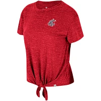 Women's Colosseum Crimson Washington State Cougars Finalists Tie-Front T-Shirt
