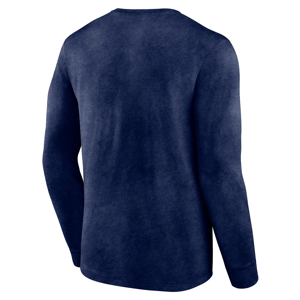 T-shirt à manches longues Fanatics Heather Navy Washington Wizards Front Court Press Snow Wash pour hommes