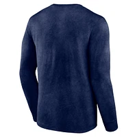 T-shirt à manches longues Fanatics Heather Navy Washington Wizards Front Court Press Snow Wash pour hommes