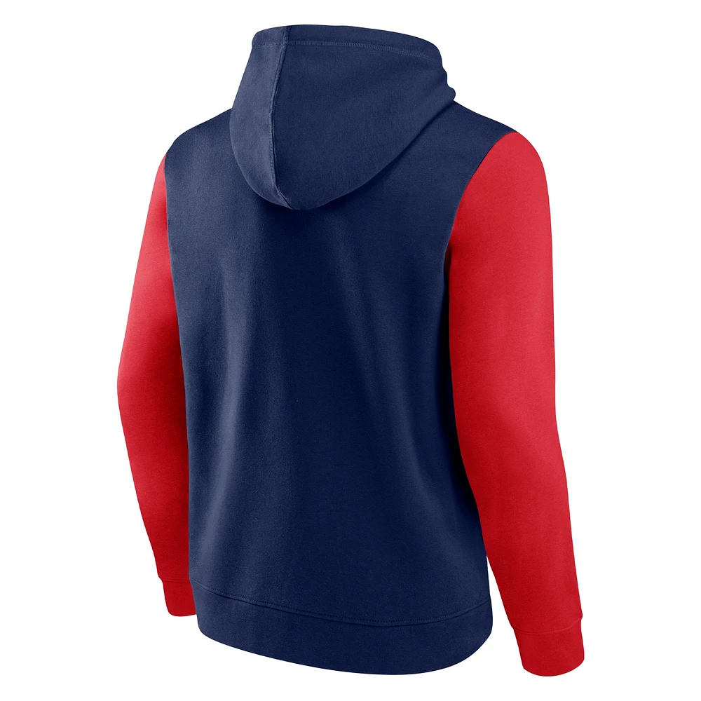 Sweat à capuche color block Fanatics pour hommes bleu marine/rouge Washington Wizards Attack