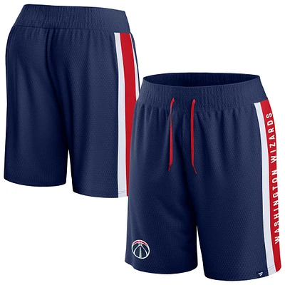 Short en maille emblématique Fanatics pour hommes, bleu marine, Washington Wizards Referee