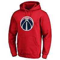 Men's Fanatics Red Washington Wizards Icon Primary Logo Fitted Pullover Hoodie