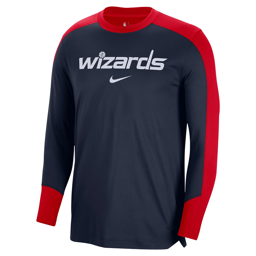 Men's Nike Navy Washington Wizards 2024/25 Authentic Pre-Game Legend Long Sleeve Shooting Shirt