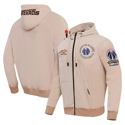 Sweat à capuche hybride entièrement zippé Pro Standard pour hommes, kaki, Washington Wizards