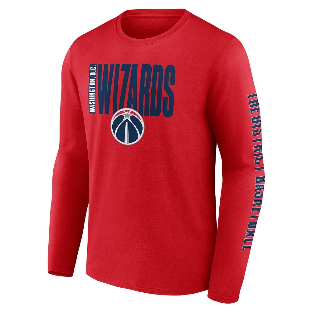 T-shirt à manches longues Vision pour homme, rouge, Washington Wizards